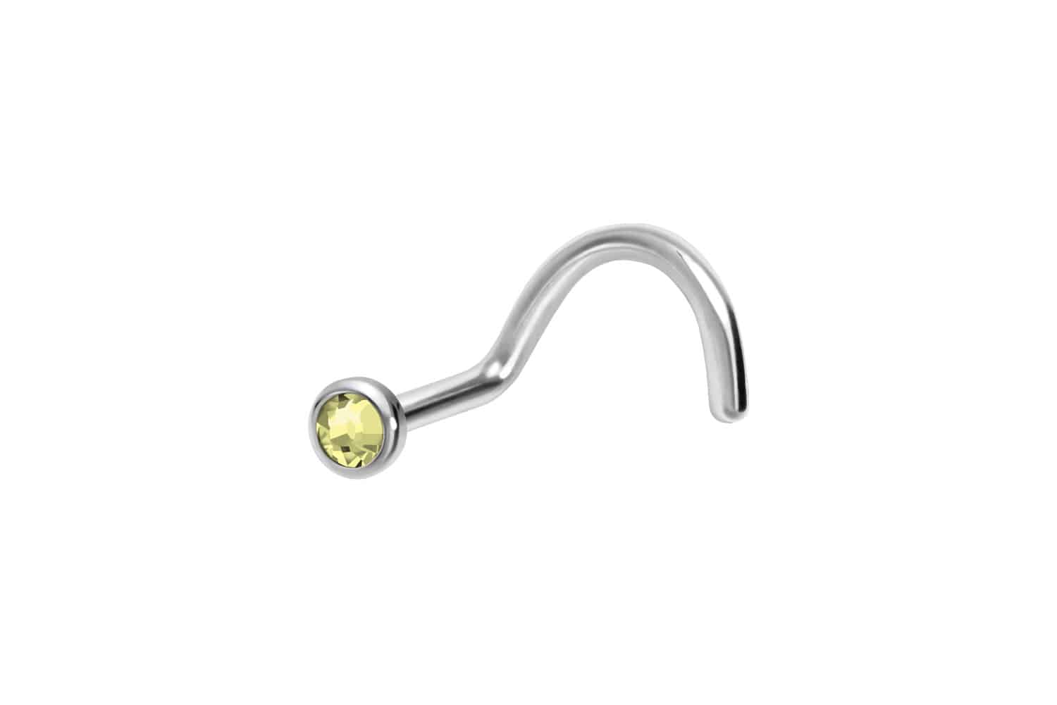 Titan Nasenstecker Nasenpiercing Spirale FLACHE KRISTALLDISC